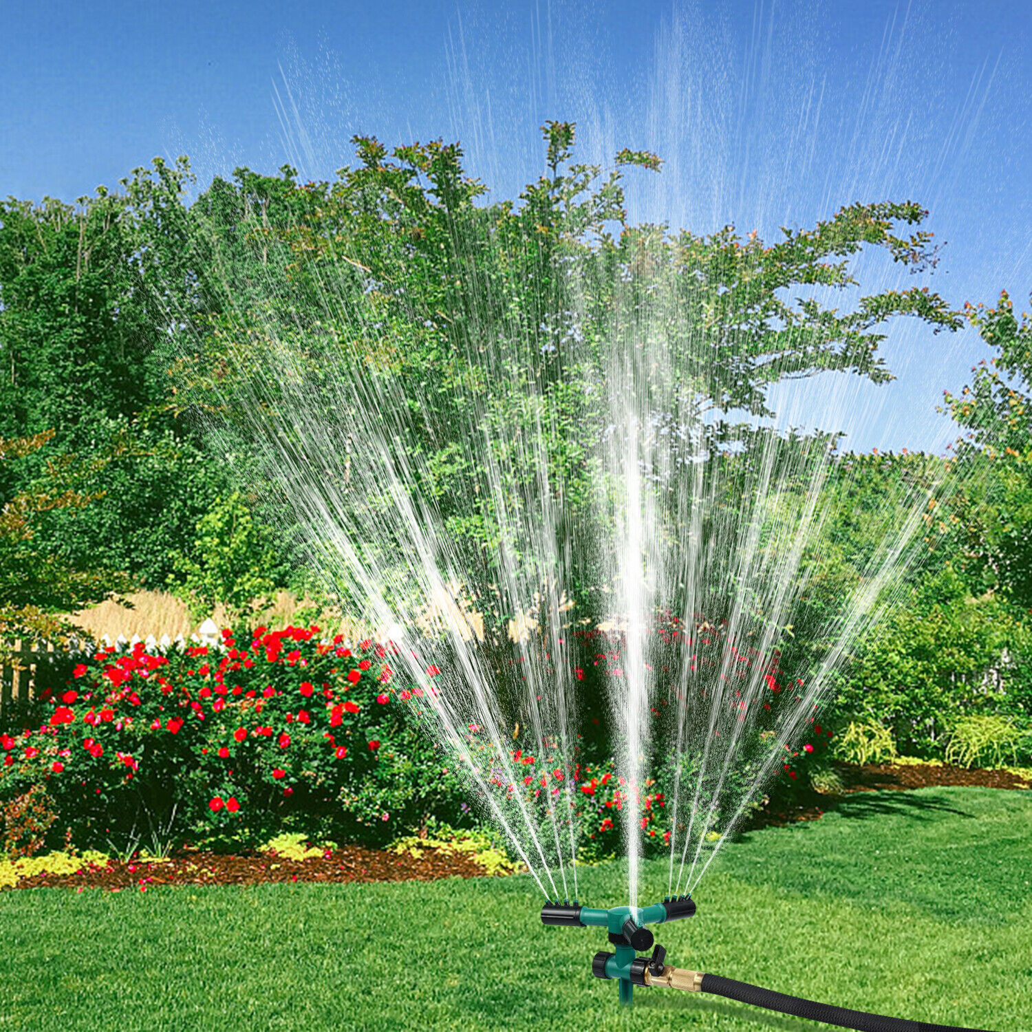 360° Rotating Lawn Sprinklers Garden Auto Grass Watering Spray Irrigation System