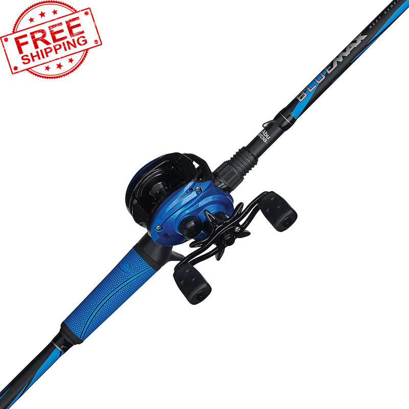 Abu Garcia Blue Max Low Profile Baitcast Reel and Fishing Rod Combo NEW