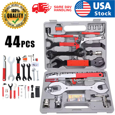 44Pcs Road Bike MTB Bicycle Cycling Chain Maintenance Wrench Repair Tool Kit USA