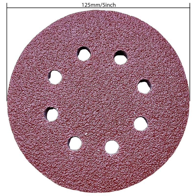 100 Pieces 5 Inch with 8 Holes Dustless Hook-and-Loop Circular Sanding Discs San