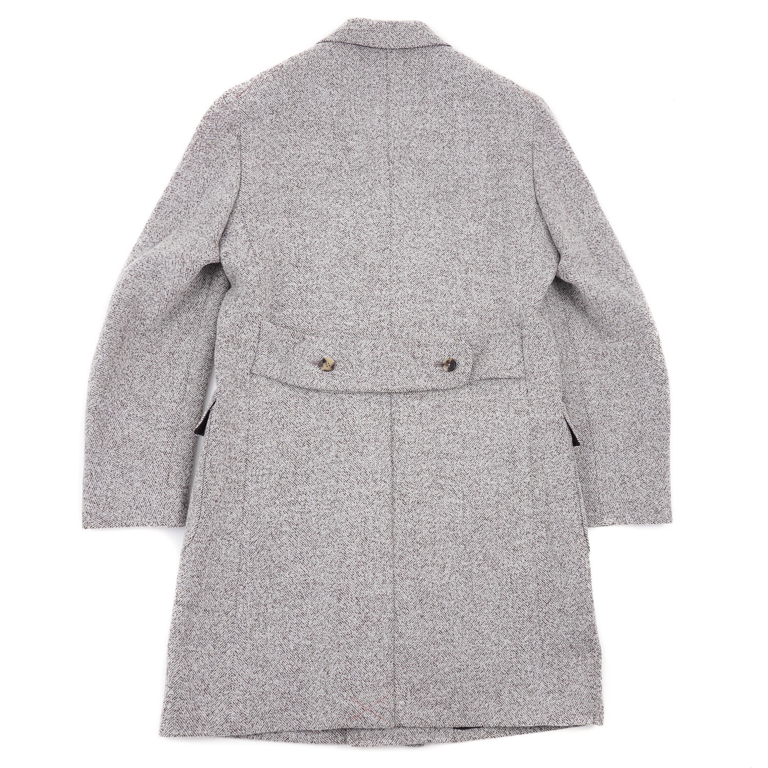Pre-owned Isaia Slim-fit Light Gray Herringbone Patterned Wool Overcoat 38r (eu 48)