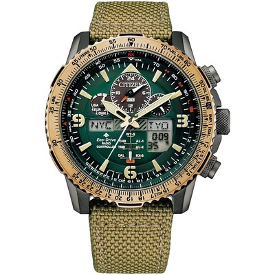 Pre-owned Citizen Promaster Jy8074-11x Eco-drive Sky Radio Solar Watch U680 Gold Green