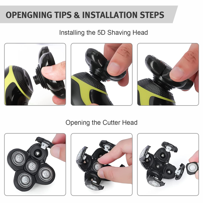 Telfun Shaver Blades, 5 Heads Beard Cutter Blade Easy Install Electric Razor Sha
