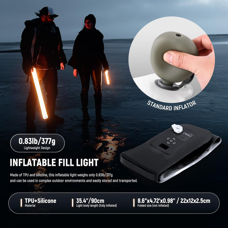 BASICS 30W Handheld RGB Tube Light 35.5"/90cm, Portable Inflatable TPU Lighting