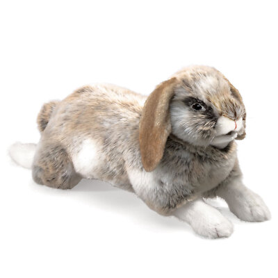 Folkmanis 2892 Handpuppe, Grau-Creme, Hängeohr-Hase / Rabbit, Holland Lop