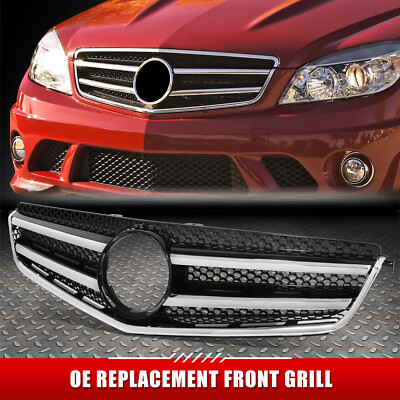 [Ромбовидная сетка] Для 08-11 Mercedes C-Class в стиле OE Передняя решетка радиатора с прорезью для значка