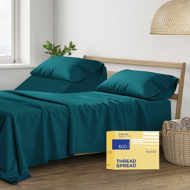 100% Egyptian Cotton Split King Sheets Sets for Adjustable Bed - 600 Thread Count 5 PC Top Split King Sheets, 16