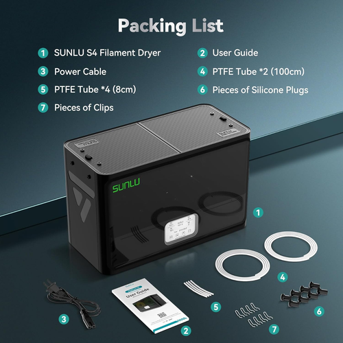 SUNLU Fila Dryer S4 Large Capacity with Triple Fan 4-Spool Filament Storage Box