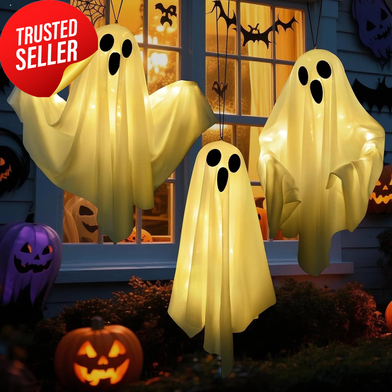 Halloween Hanging Ghost Light Decoration 3Pack 50Cm LED Glow Outdoor