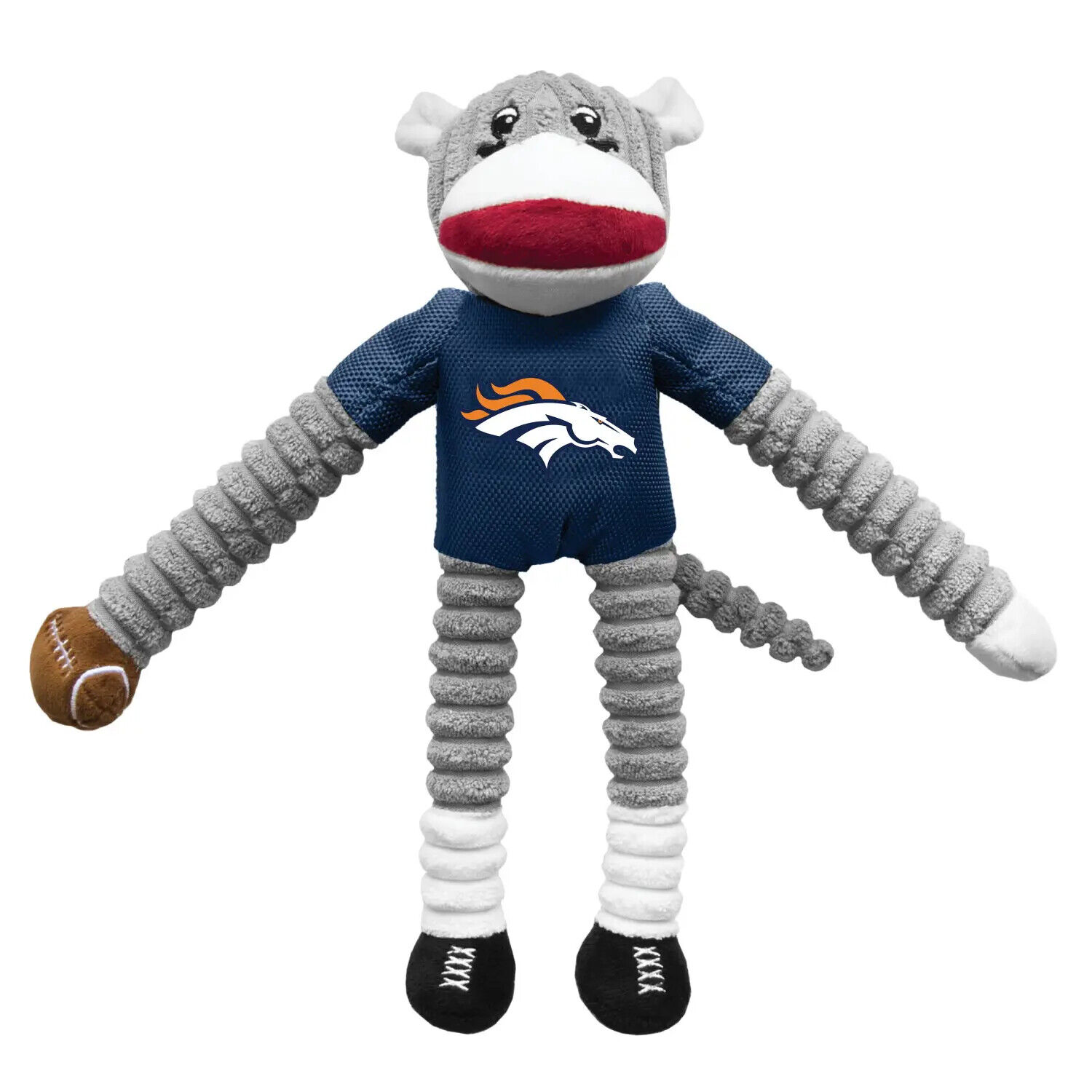 DENVER BRONCOS NFL Littlearth Sock Monkey Dog Pet Squeaker Toy