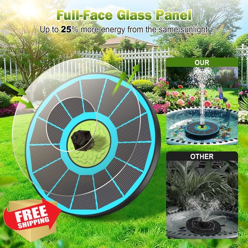 SZMP Solar Fountain 3.5W Bird Bath Floating Pump 7 Nozzles