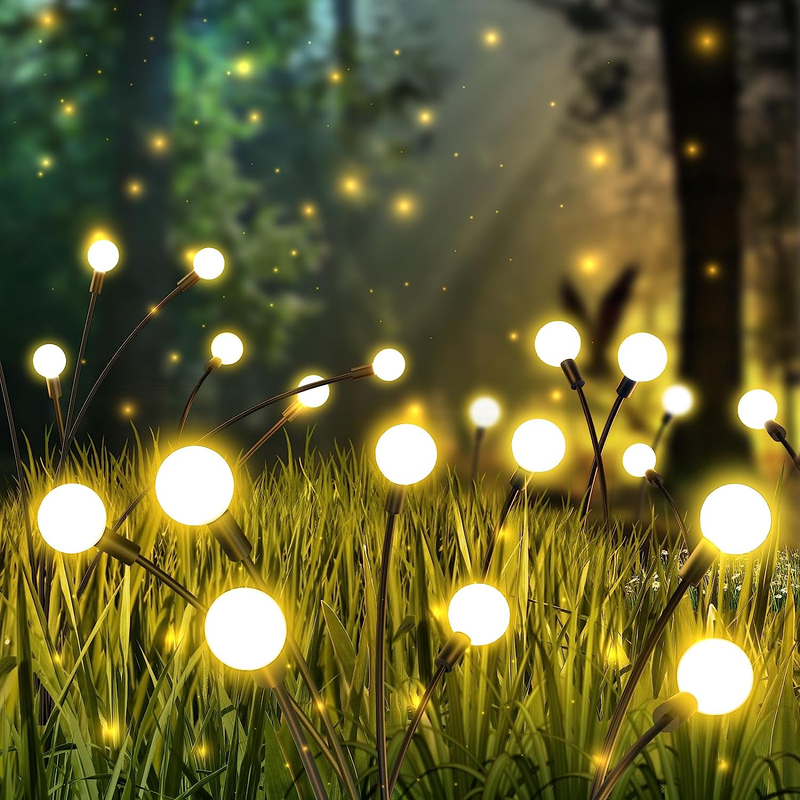 Solar Garden Lights, 2-Pack 16 LED Solar Swaying Lights, 2 Modes Starburst Solar