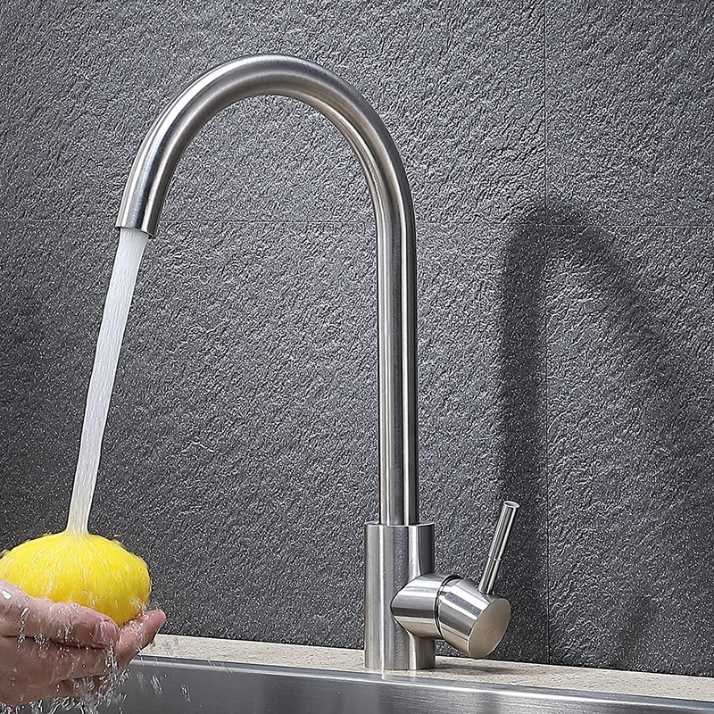 360 Degree Swivel Modern Brushed Nickel Single Handle Bar Faucet, Small Rv Prep