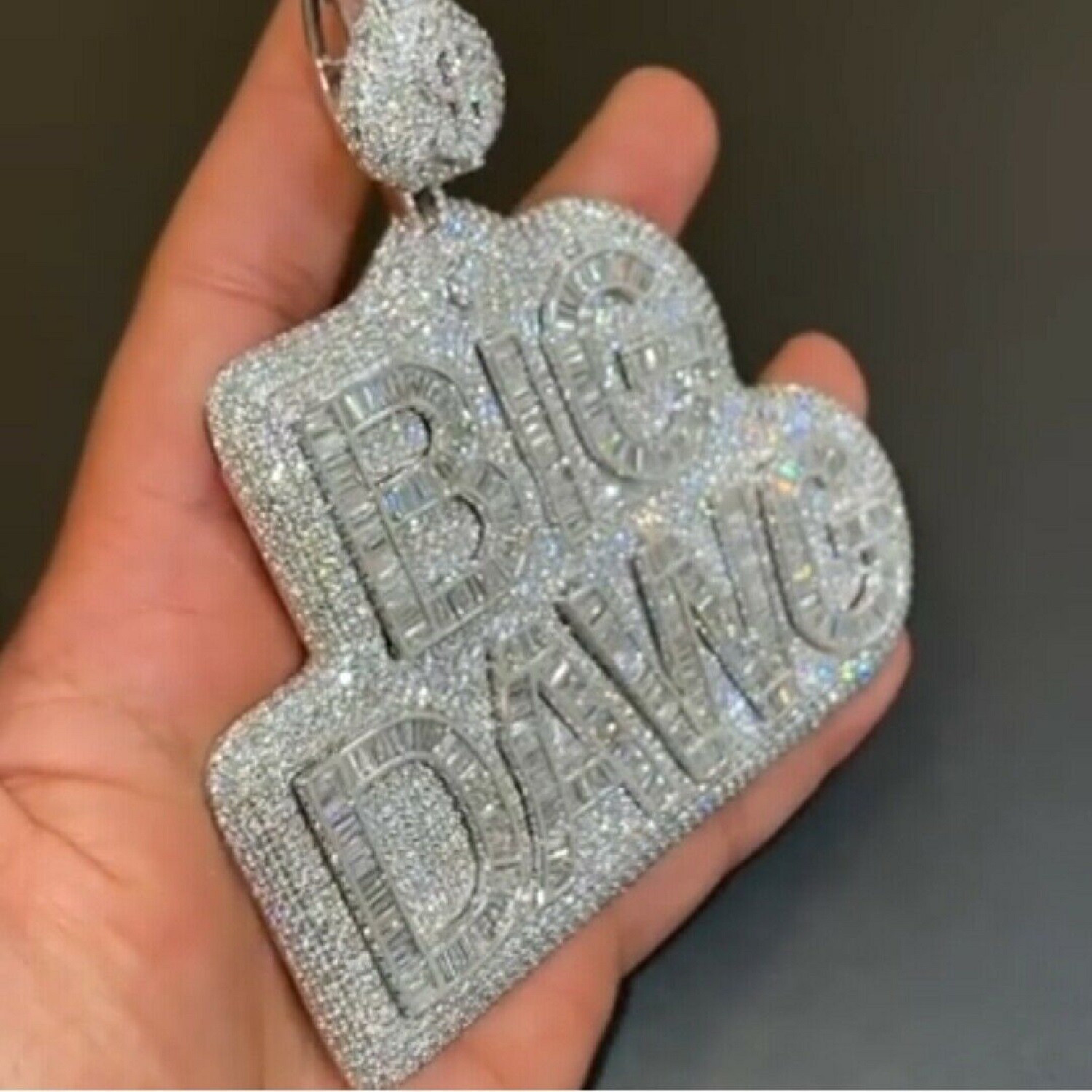Pre-owned Handmade Men's Customized Big Dawg 6.33ct Simulated Diamond Pendant Real 925 Silver In White