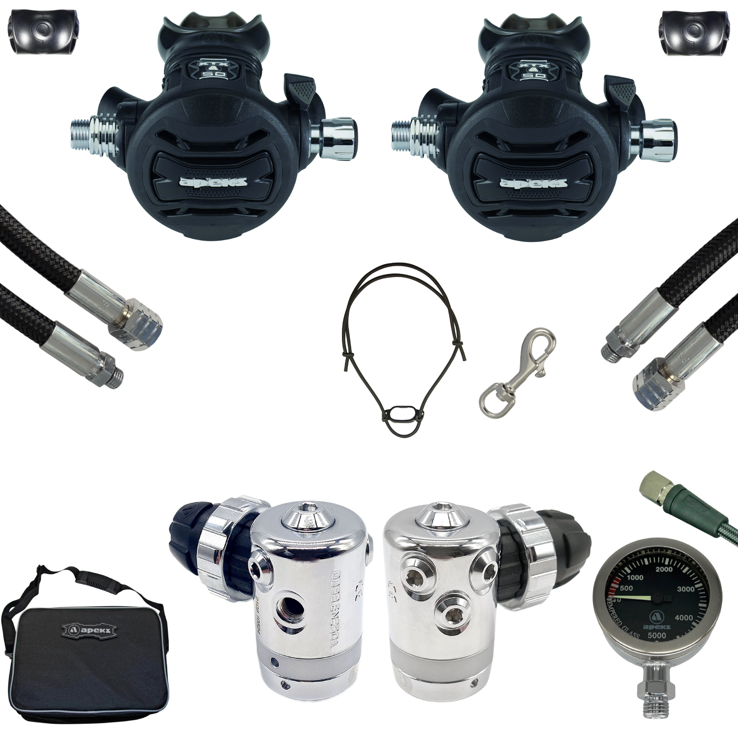 SF-1: Apeks DS4 Doppelgeräte Set - Flex schwarz - Flex HD - SPG 0-5000 psi