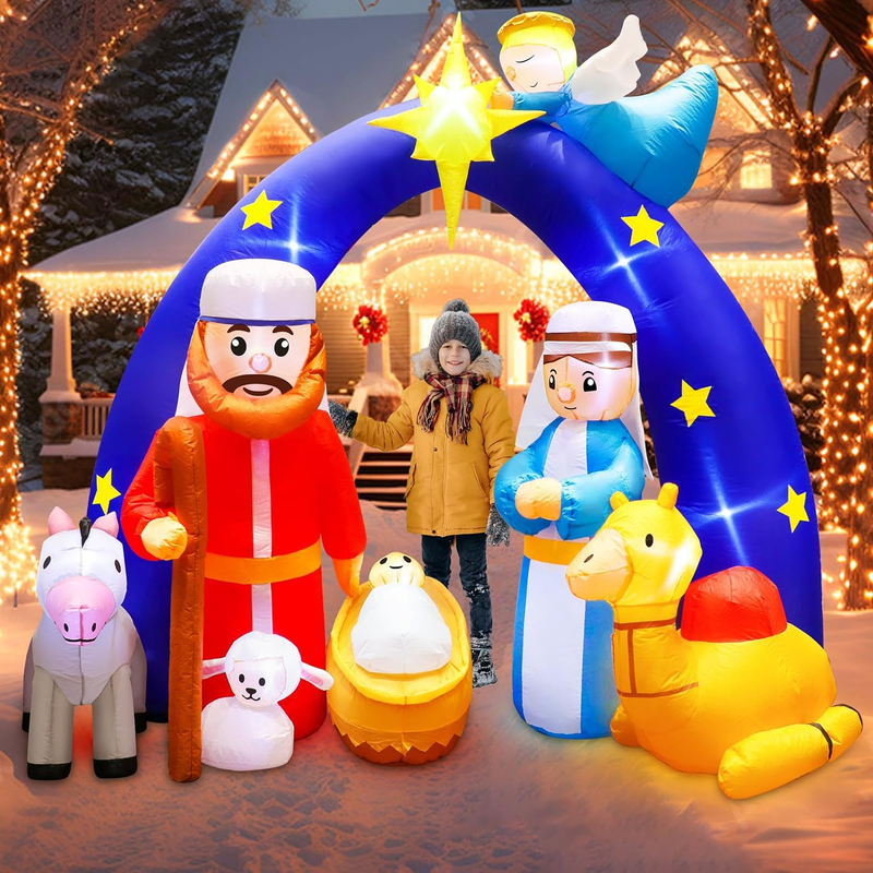 8 FT Christmas Inflatable Nativity Scene Decorations, Christ