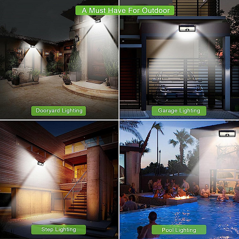 Solar Outdoor Lights - 4000Lm 268 LED Security Lights with 4 Wide