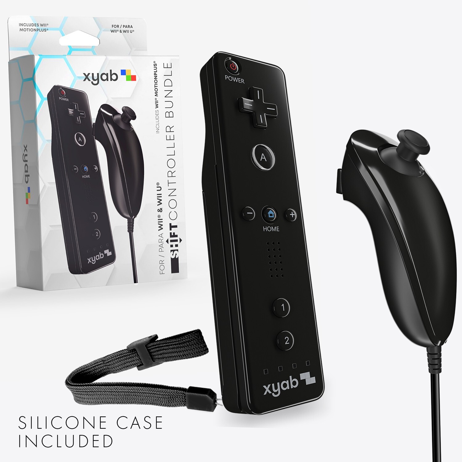 XYAB - Black Wireless Motion Plus Wiimote and Nunchuk
