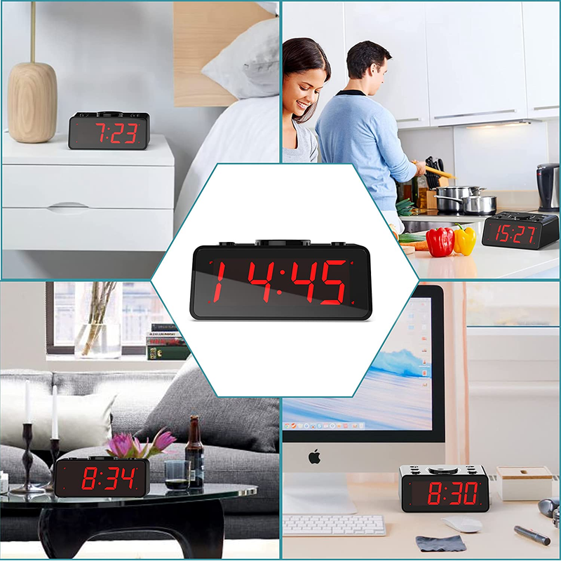 Alarm Clock, Dual Alarm, 2-Level Alarm Volume, 3-Level Led Brightness, 12/24Hr,