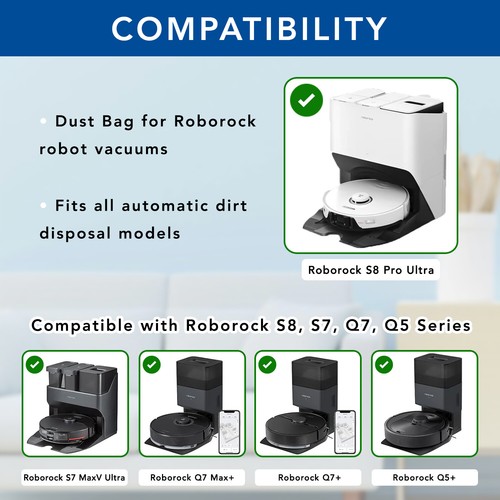 ​MaximalPower Vacuum Bags for Roborock S8+, S8 Pro Ultra S7 MaxV Ultra Q8 Q7 Q5