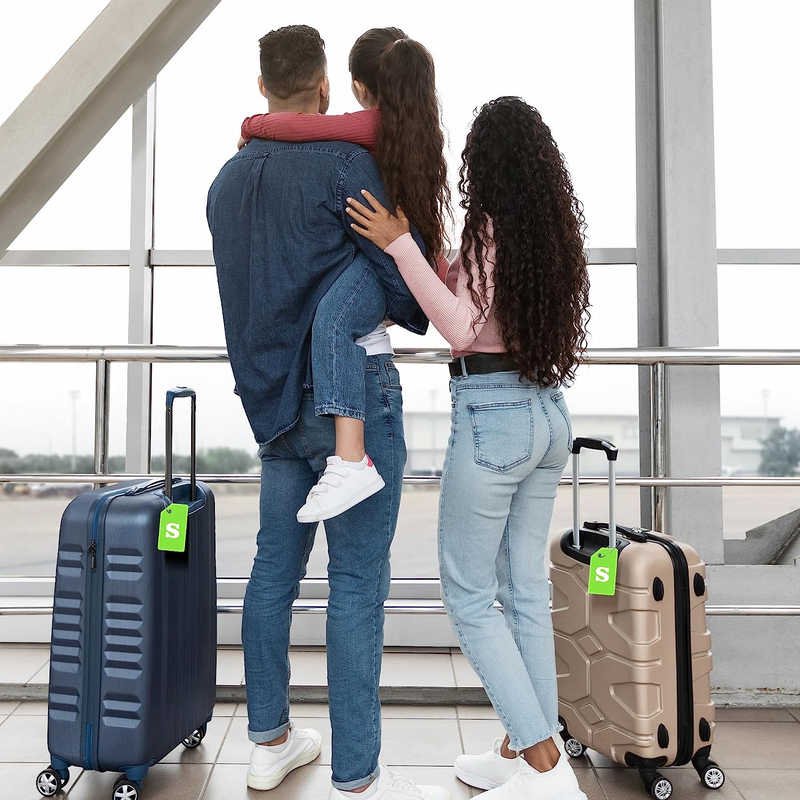 Initial Luggage Tag 2 Pack, Silicone Luggage Tags for Suitcases with Privacy Nam