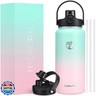 64oz Half Gallon Insulated Water Bottle with 2-in-1 Lid (Chug and Straw), Double Walled Vacuum Stainless Steel Water Bottles, Wide Mouth Leakproof Insulated Jug with Straw