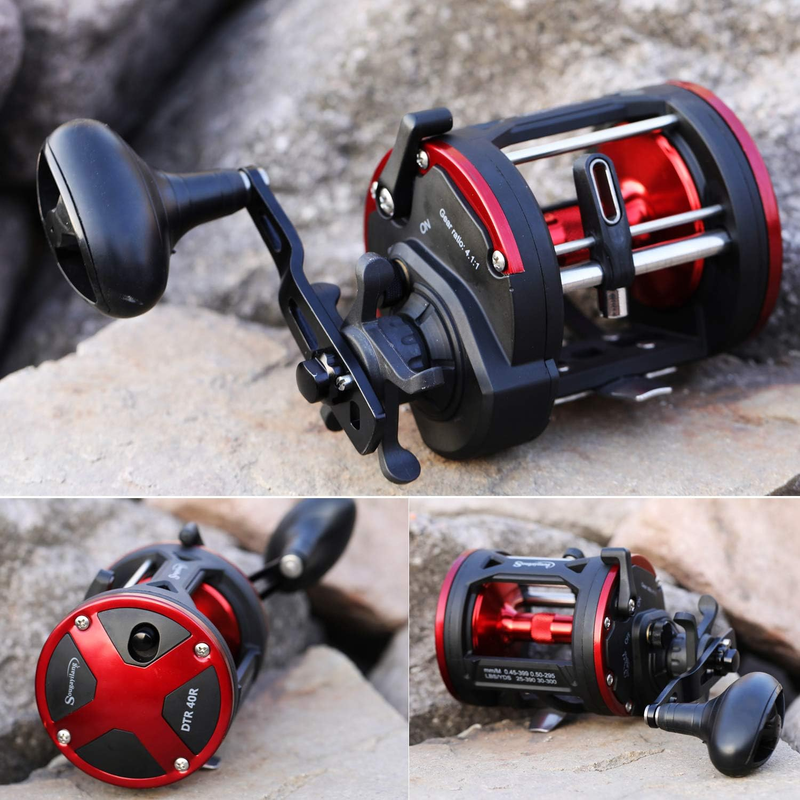 Trolling Reel Level Wind Conventional Reel Graphite Body Fishing Reel, DTR40 Rig