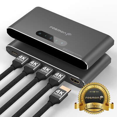 HDMI 1 In 4 Out 1x4 Port 4K UHD HDR Auto Scaling Mirror Splitter Adapter Hub Box