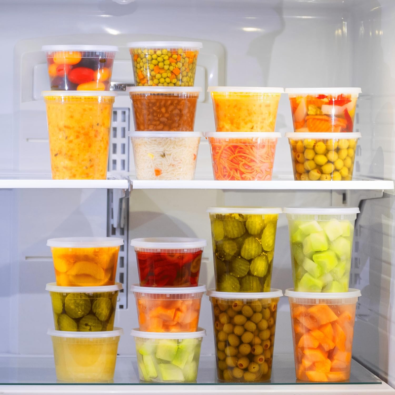 48-Pack 16oz Deli Containers with Lids-Clear, Airtight, Microwave & Freezer Safe