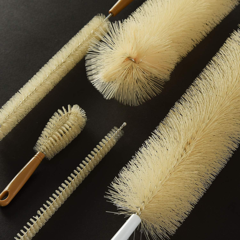 Bottle Brush Cleaner 5 Pack - Long Bamboo Handle Water Bottle and Straw Scrub Cl