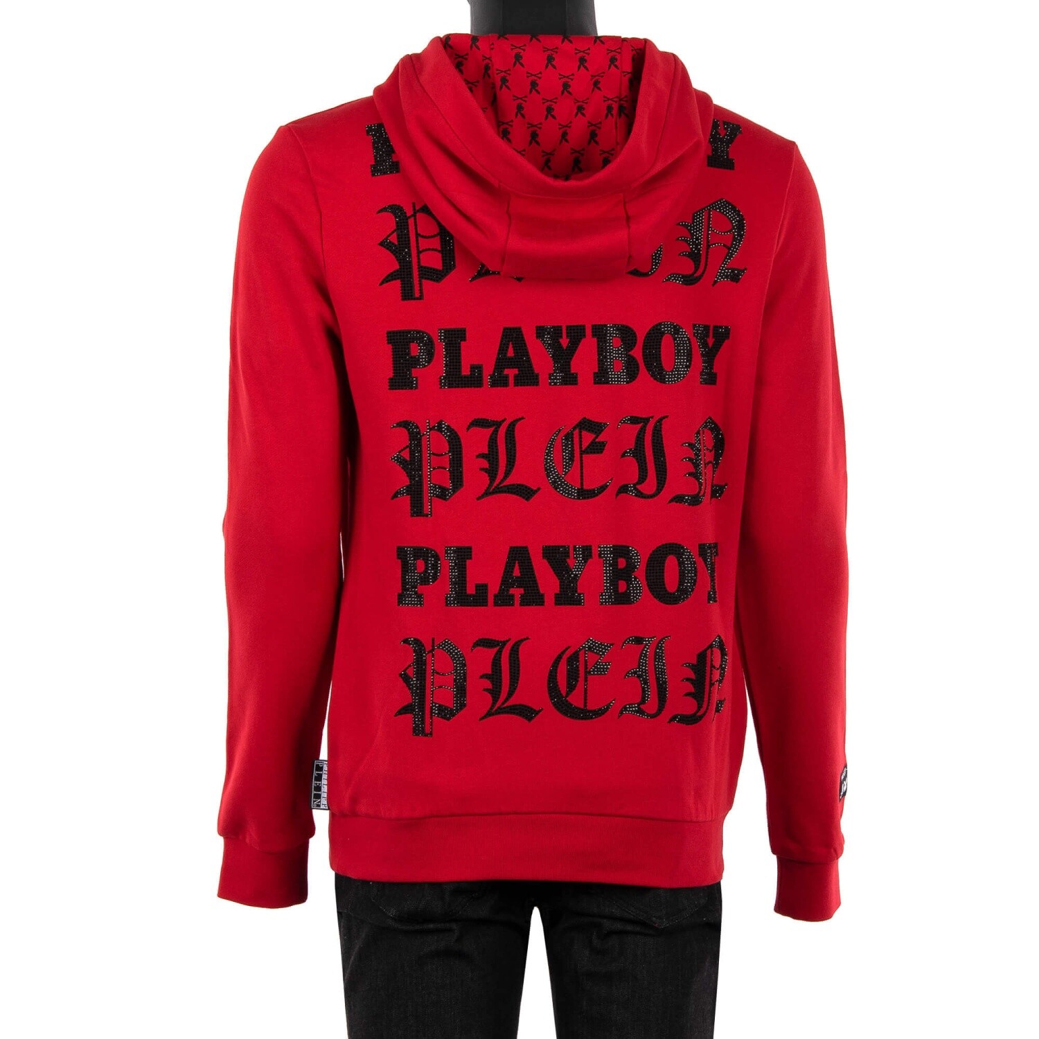 Pre-owned Philipp Plein X Playboy Lips Printed Hoodie Sweater With Crystals Red 08356