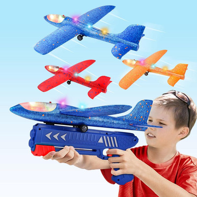 3 Pack Airplane Launcher Toy, 12.6'' Foam Glider Led Plane, 2 Flight Mode Catapul
