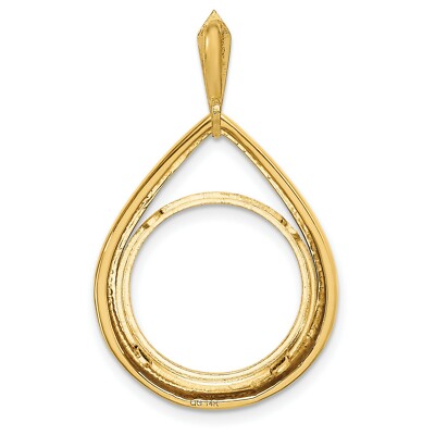 Pre-owned Jewelry Stores Network 14k Yellow Gold Polished Teardrop Prong Set Us Mercury Dime Coin Bezel
