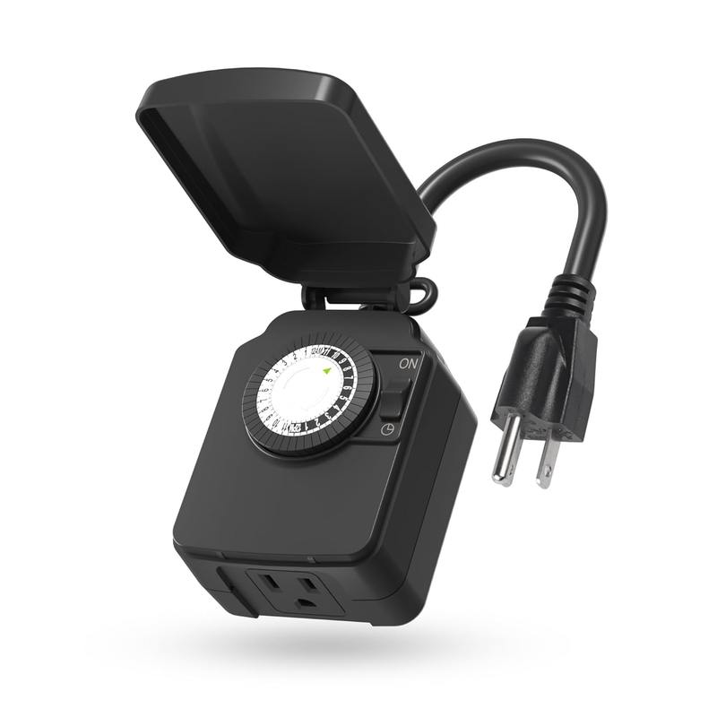 24Hr Outdoor Mechanical Timer Waterproof 1 Outlet Heavy Duty 1...