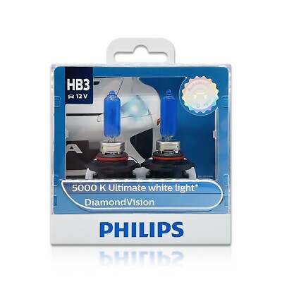Philips 9005 HB3 DiamondVision 9005DV Halogen Bulbs 5000K Bright White (2 Pack)