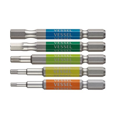 VESSEL 40V Compatible Single Head Hex Gosai Bit Set of 5 Opposite Sides 2.5/3/4/