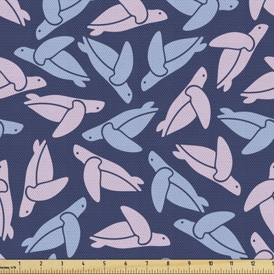 Ambesonne Nautical Print Fabric by the Yard Decorative Upholstery Home Accents