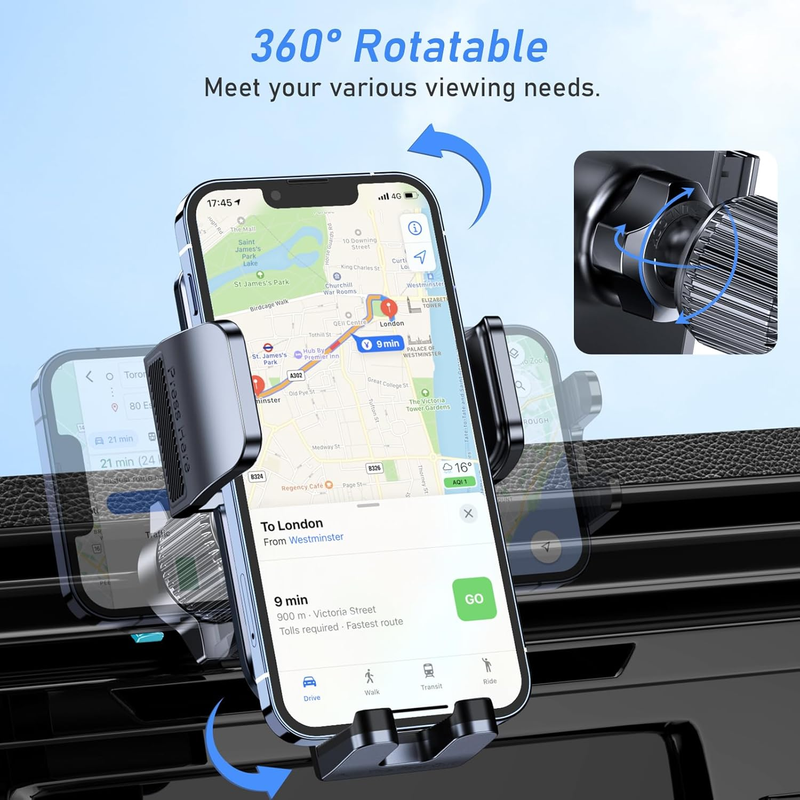 Phone Holder Car, Air Vent Car Phone Mount with Upgraded Ultra Stable Hook Clip,