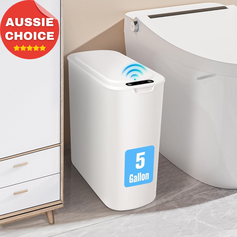 5 Gallon Touchless Motion Sensor Trash Can Automatic Lid Slim White Waste Bin