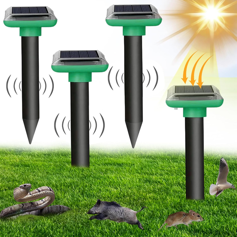 4 Pack Mole Repellent, Ultrasonic Mole Repellent Solar Powered, Waterproof Snake
