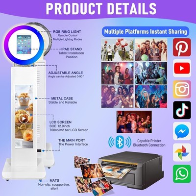 Floor Standing LCD Screen Selfie Stand Machine Photo Booth for Wedding Party
