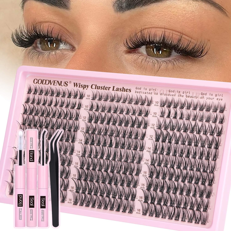 Cluster Lashes Kit Wispy Natural 300pcs Eyelashes Clusters 10-16mm DIY Eyelash E