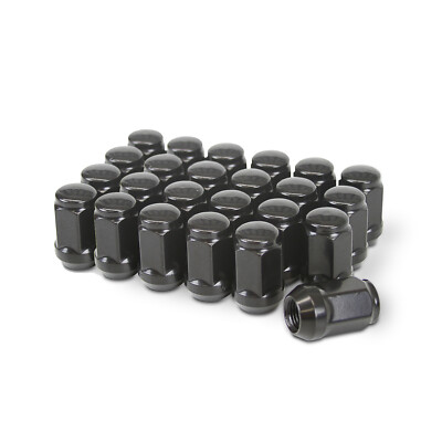 24 pcs Black Bulge Acorn Wheel Lug Nuts 14x1.5 Closed End 1.38'' Tall 3/4'' Hex