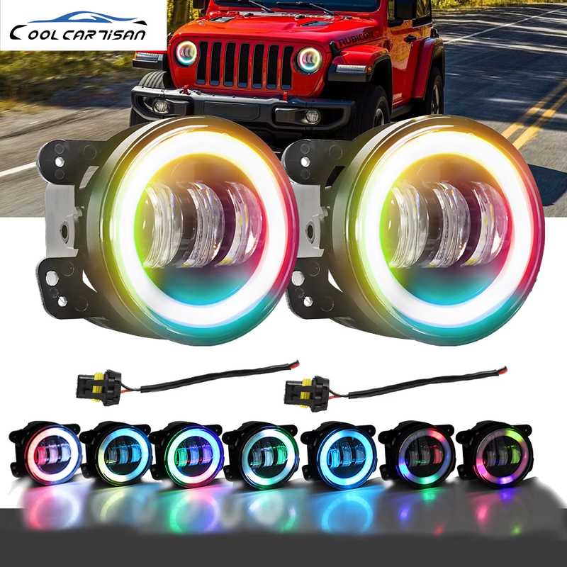 Gear Coloured Light Angel Eye Led Ring Fog Light Led Lighthouse Wrangler Jeep