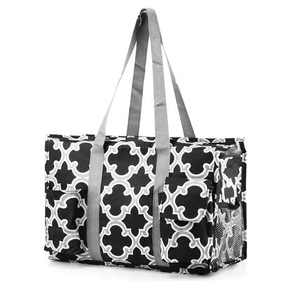 Zip-Top Organizing Utility Tote Beach Diaper Bag 7 Pocket Tote Utility Organizer