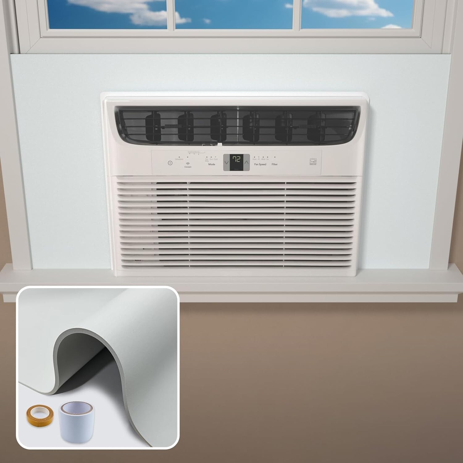 Window Air Conditioner,Side Insulated Foam Panel, Summer/Winter Heat and Draf...