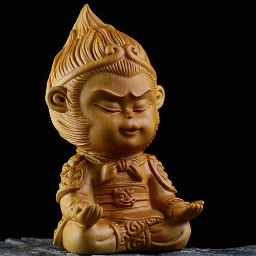 signed by the artist One hand carved boxwood ojime: Monkey symbol of prosperity and wisdom wood monkey bead year of the monkey