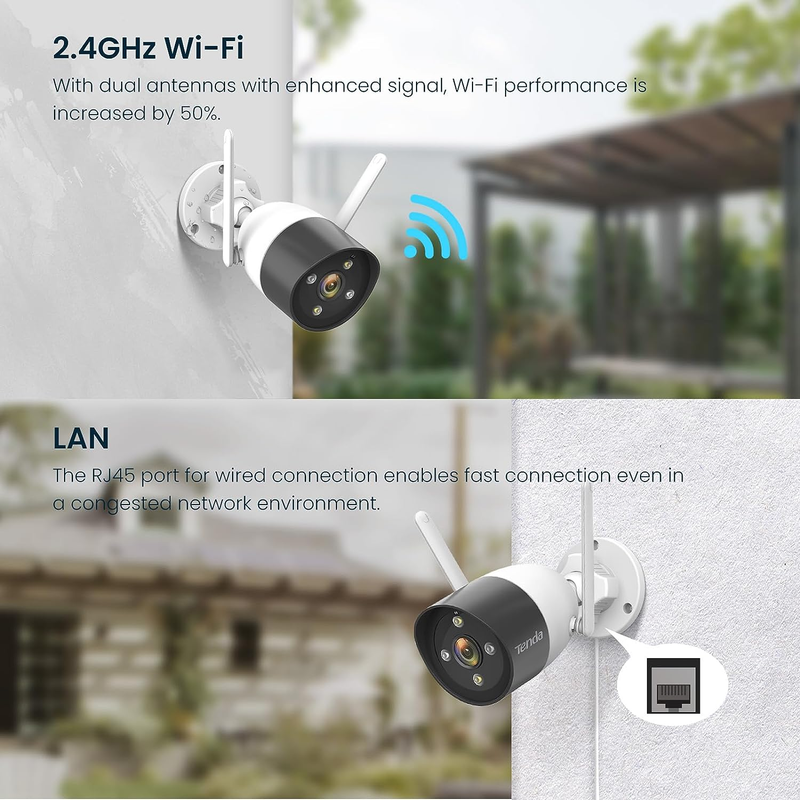 CT6 2K Wifi Cameras for Home Security outside - Full-Color Night Vision with 2 S