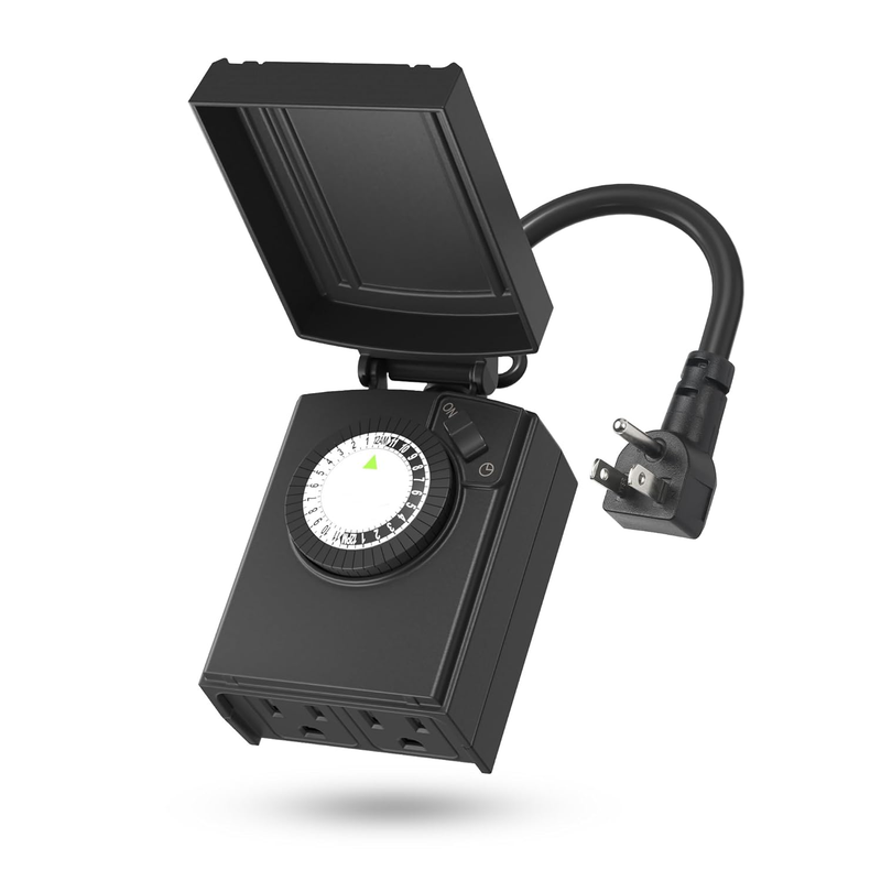 Outdoor Mechanical Timer Waterproof 24Hr 2 Outlet 30Min Interv...