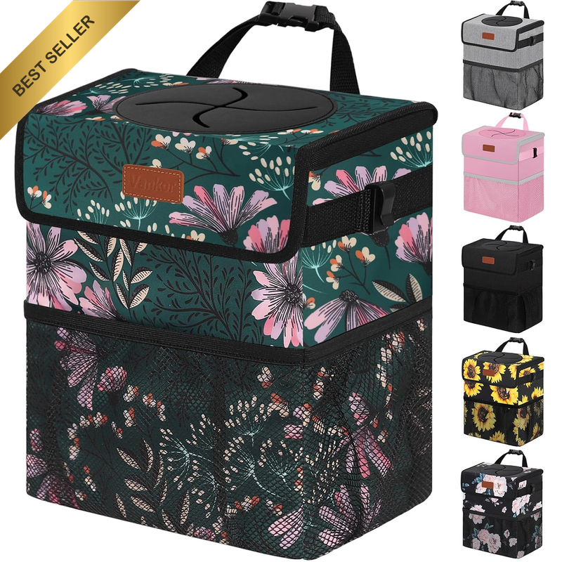 Car Trash Can for Cute, Bag Bin Hanging Waterproof Automotive Garbage Cans Leak